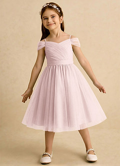 Azazie Lila Girls Formal Abiti da Ragazza di Fiori Abito A-Line in Tulle Spalle Scoperte Rosa Rossore image3
