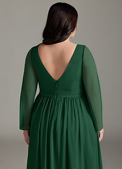 Azazie Teton Maternity Bridesmaid Dresses A-Line Long Sleeve Chiffon Floor-Length Dress image13
