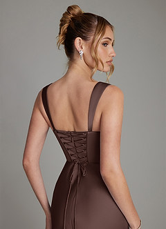 Azazie Agustina Bridesmaid Dresses Ganache Mermaid Corset Stretch Satin Dress image6