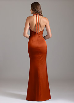 Azazie Valerie Bridesmaid Dresses Paprika Mermaid Pleated Stretch Satin Dress image2
