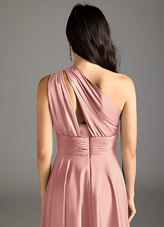 Azazie Charlize Robes de demoiselle d'honneur Robe Trapèze en Satin extensible Ue épaule Rosette image8