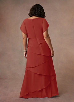 Azazie OHara Mother of the Bride Dresses Terracotta A-Line V-Neck Chiffon Dress image14