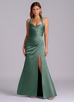 Azazie Destiny Vestidos de damas de honor Vestido de Eucalipto de Satén Elástico de Corte Sirena con Escote de Corazón image4
