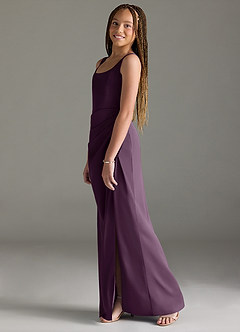 Azazie Mero Junior Plum Mermaid Pleated Stretch Satin Dress image4