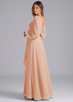 Azazie Omari Bridesmaid Dresses English Rose A-Line Long Sleeve Chiffon Dress image2