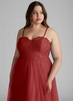 Azazie Roni Bridesmaid Dresses Rust A-Line Sweetheart Neckline Tulle Convertible Dress image13