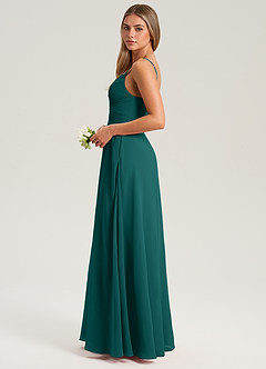 Azazie Terese Bridesmaid Dresses Peacock A-Line Pleated Chiffon Dress image4