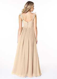 Azazie Stassie Abiti da Damigella Abito A-Line in Chiffon Increspato con Scollo a Cuore Champagne image2