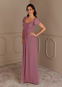 Azazie Gwenyth Mother of the Bride Dresses Vintage Mauve A-Line Lace Chiffon Dress image4