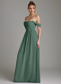 Azazie Caterina Bridesmaid Dresses Sea Moss A-Line Corset Chiffon Dress image9