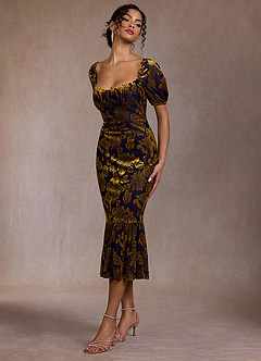 Ashanti Bronzed Navy Midi Dress image3