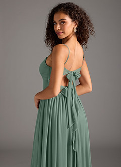 Azazie Zeya Bridesmaid Dresses Eucalyptus A-Line Pleated Mesh Dress image6