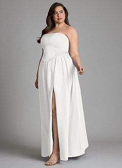 Azazie Cadence Bridesmaid Dresses White A-Line Corset Stretch Satin Convertible Dress image14