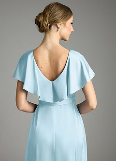 Azazie Lainey Bridesmaid Dresses Sky Blue A-Line with Pockets Stretch Satin Dress image2