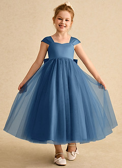 Azazie Chickadee Abiti da Ragazza di Fiori Abito Principessa in Raso Opaco Scollo a Cuore Crepuscolo image4