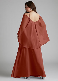 Azazie Cienna Bridesmaid Dresses Auburn A-Line Off the Shoulder Chiffon Dress image8