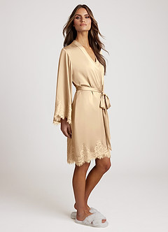 front Batas de satén con encaje exclusivo