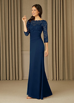 Azazie Stefani Mother of the Bride Dresses Dark Navy Mermaid Lace Dress image1