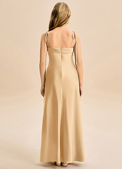 Azazie Willa Junior Gold A-Line Bow Stretch Satin Dress image6