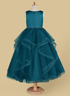 Azazie Sofia Flower Girl Dresses Ink Blue A-Line Beaded Tulle Dress image6