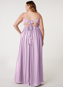 Azazie Zeya Bridesmaid Dresses Frosted Lilac A-Line V-Neck Pleated Chiffon Dress image7
