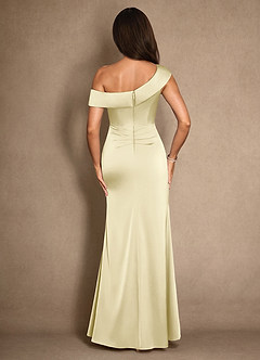 Azazie Hamptons Kleider für die Brautmutter A-Linie Plissee Stretch-Satin Kleid Zitronensorbet image2