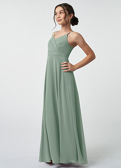 Azazie Avelina Junior Black A-Line Pleated Chiffon Dress image4
