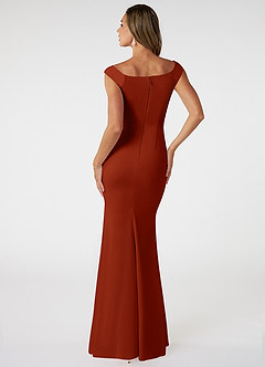 Azazie Nicolina Bridesmaid Dresses Rust Mermaid Square Neckline Stretch Crepe Dress image2