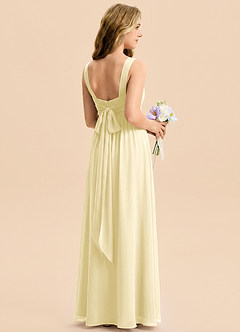 Azazie Kora Junior Lemon Sorbet A-Line Pleated Chiffon Dress image2