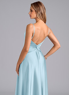 Azazie Elita Bridesmaid Dresses Sky Blue A-Line Pleated Stretch Satin Dress image2