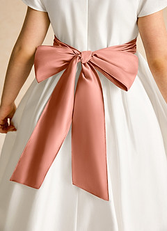 Azazie Deary Flower Girl Dresses Ivory Mai Tai A-Line Bow Cotton Dress image8