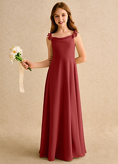 Azazie Puppy Girls Formal Flower Girl Dresses Rust A-Line Pleated Chiffon Dress image4