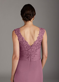 Azazie Edelin Mother of the Bride Dresses Vintage Mauve A-Line Sweetheart Neckline Pleated Mesh Dress image7