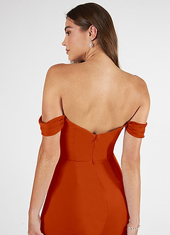 Azazie Kit Jurken voor bruidsmeisjes Jurk van Mesh met Zeemeermin Off the Shoulder Paprika image7