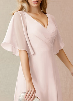 Azazie Cierra Bridesmaid Dresses Rose Petal A-Line V-Neck Chiffon Dress image7