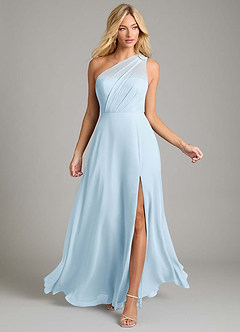 Azazie Phaedra Brudtärnklänningar Klä av A-Linje i Chiffong Ena axeln Himmelsblå image12