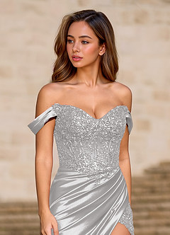 Opulence Argent Robe sirène corsetée à fleurs image2