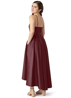 Azazie Jemima Junior A-Linie mit Taschen Stretch-Satin Kleid Sangria image5