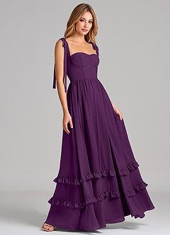 Azazie Anastacia Robes de demoiselle d'honneur Robe Trapèze en Mousseline de soie Encolure en Forme de Cœur Grain De Raisin image4