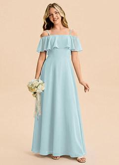 Azazie Maggie Junior Mist A-Line Off the Shoulder Chiffon Dress image5