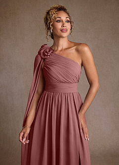 Azazie Lancaster Abiti per la Madre della Sposa Abito A-Line in Chiffon Monospalla Rosa Del Deserto image6