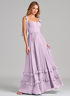 Azazie Anastacia Robes de demoiselle d'honneur Robe Trapèze en Mousseline de soie Encolure en Forme de Cœur Frostiges Flieder image4