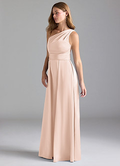 Azazie Dallas Brautjungfernkleider A-Linie One-Shoulder Stretch-Satin Kleid Zartrosa image5