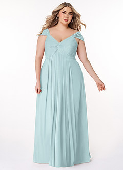 Azazie Kaitlynn Bridesmaid Dresses Mist Empire Ruched Chiffon Convertible Dress image10