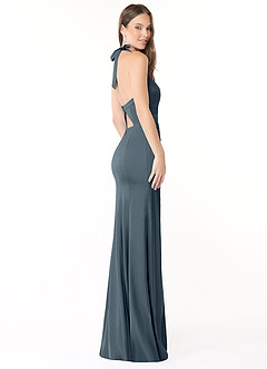Azazie Emeria Robes de demoiselle d'honneur Robe Sirène en Satin extensible Plissée Violet Crépusculaire image9