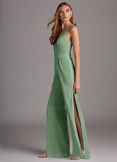 Azazie Ida Final Sale Black Pleated Stretch Chiffon Jumpsuit image2