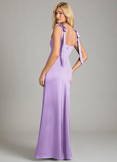 Azazie Frostine Vestidos de damas de honor Vestido de Lila de Satén Elástico de Corte en A con Lazo image2