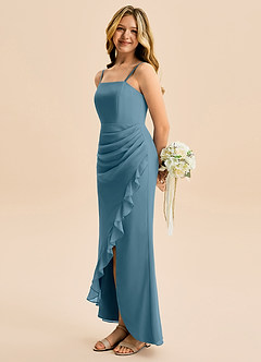 Azazie Buzzy Junior Bermuda Sheath Pleated Chiffon Dress image1