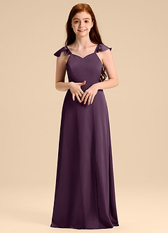 Azazie Everett Junior Klä av A-Line i Stretch Satin Rosett image4