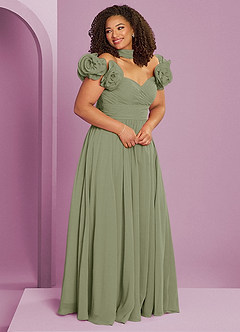 Barbie ♥ Azazie Bridesmaid Dresses Pistachio A-Line Off the Shoulder Chiffon Convertible Dress image12